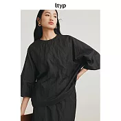 ltyp旅途原品 都市時髦優雅皺感氣質小衫 M L-XL  L-XL 檀木黑