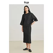 ltyp旅途原品 都市時髦優雅皺感七分直筒裙 M L-XL M 檀木黑