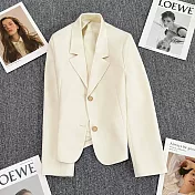 【MsMore】 雜誌短款西裝長袖外套小個子休閒潮流百搭氣質西服# 118933 L 米白色