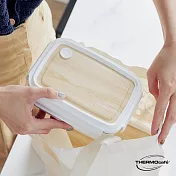 【THERMOcafe凱菲】不鏽鋼保鮮盒1000ml(TCLB-1000-WT) 白色木紋