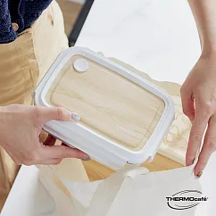 【THERMOcafe凱菲】不鏽鋼保鮮盒1000ml(TCLB─1000─WT) 白色木紋