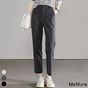 【MsMore】 寬鬆顯瘦高腰通勤休閒小腳西裝九分褲# 119241 M 灰色