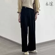[衣途]精緻光澤打摺直筒西裝褲M-L(KDPQ-B701) L 高級黑