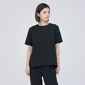 【MUJI 無印良品】女聚酯纖維透氣短袖套衫 XL 黑色