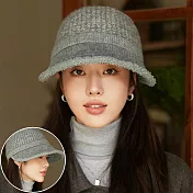 seoul show首爾秀 挺版雙層針織鴨舌帽加厚保暖毛線棒球帽 灰色