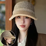 seoul show首爾秀 挺版雙層針織鴨舌帽加厚保暖毛線棒球帽 卡其