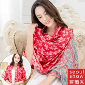 Seoul Show首爾秀 樓蘭葉語 民族風純棉編織圍巾披肩  大紅