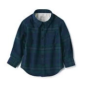 【MUJI 無印良品】幼兒雙面起毛法蘭絨長袖襯衫 80 深綠格紋
