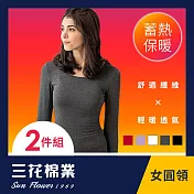 【SunFlower三花】三花急暖輕著女圓領衫(發熱衣2件組) M-L 鐵灰