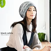 日本QUEEN-HEAD 抗UV抗寒保暖針織耳帽0045 黑白條紋色