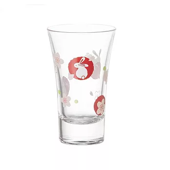 【Toyo Sasaki】日本緣起開運祈福直式玻璃清酒杯100ml ‧ 白兔櫻花