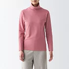 【MUJI 無印良品】女有機棉混保暖厚織高領長袖T恤 S 粉紅