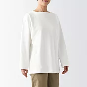 【MUJI 無印良品】女有機棉粗織天竺船領長袖T恤 M 白色