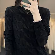 【MsMore】 薄款時尚內搭長袖洋氣針織時髦修身百搭短版上衣# 119671 FREE 黑色