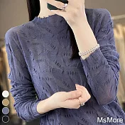 【MsMore】 薄款時尚內搭長袖洋氣針織時髦修身百搭短版上衣# 119671 FREE 紫色