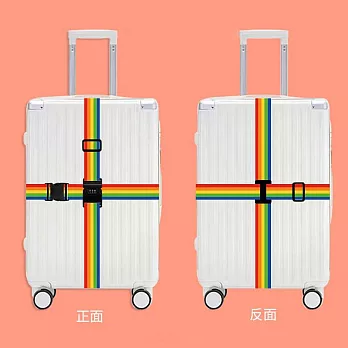 [BabyCosmos] 設計印花十字行李箱綁帶-密碼鎖  - 彩色條紋