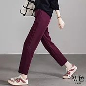 【初色】休閒純色耐磨透氣運動風哈倫褲-共3色-31097(M-2XL可選) M 紫紅色