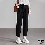 【初色】休閒純色耐磨透氣運動風哈倫褲-共3色-31097(M-2XL可選) XL 黑色