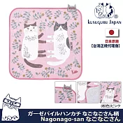 【Kusuguru Japan】 紗布絨手帕 毛巾 日本眼鏡貓Nagonago-san系列(日本正版商品)- 粉色