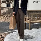 【AMIEE】歐爸長腿垂墜感鬆緊西裝褲(男裝/KDPQ-K316) XL 咖啡色