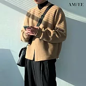 【AMIEE】日系簡約素面針織衫(男裝/KDCQ-5668) L 卡其色