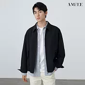 【AMIEE】挺版翻領雙拉鍊夾克外套(男裝/KDCQ-9570) M 黑色