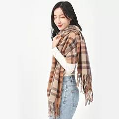 【KISSDIAMOND】韓系INS波浪格紋圍巾披肩(KDM─A005) F 駝色