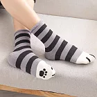 【AnZa】加厚貓爪保暖全棉襪(多色)                灰條紋