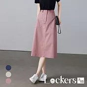 【Lockers 木櫃】秋季高腰口袋工裝風A字半身裙 L112101601 XL 粉色XL