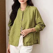 【MsMore】 棒球服外套夾克短版立體高級感顯瘦長袖# 119819 XL 綠色