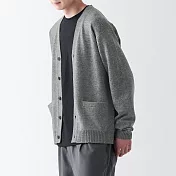 【MUJI 無印良品】男羊毛可水洗中密織V領開襟衫 XL 灰色