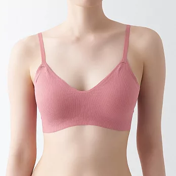 【MUJI 無印良品】女棉混舒適螺紋胸罩 S 粉紅