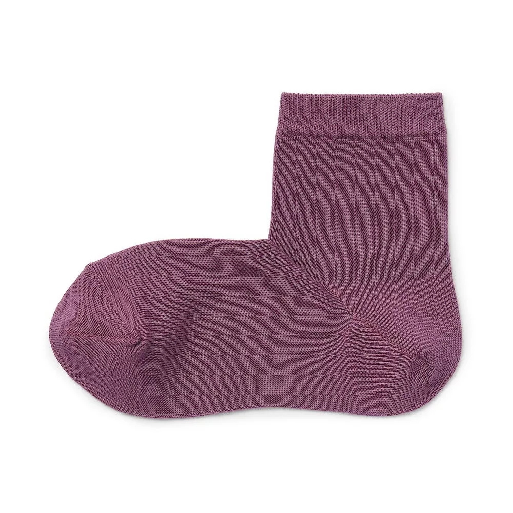 【MUJI 無印良品】女棉混足口柔軟舒適直角短襪23-25cm 煙燻紫