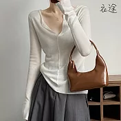 [衣途]微性感V領羊毛針織衫FREE(KDTQ-BY20) F 白色
