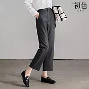 【初色】秋裝寬鬆簡約休閒西裝長褲-共3色-31206(M-2XL可選) XL 灰色