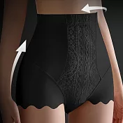 【KISSDIAMOND】美型高腰塑形收腹蠶絲塑身內褲(KDW-6340) L 黑色