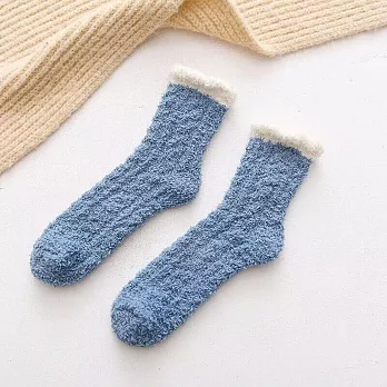 【AMIEE】甜軟棉花糖珊瑚絨中筒襪(KDG-5195) FREE 藍色