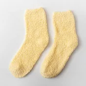 【AMIEE】多巴胺柔軟糖果珊瑚絨中筒襪(KDG-002) FREE 淡黃