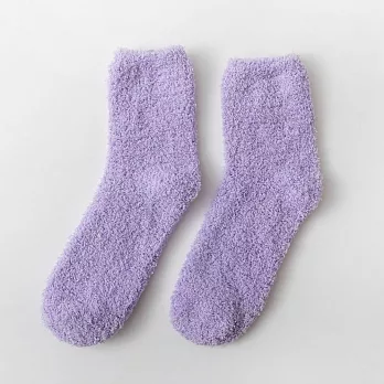【AMIEE】多巴胺柔軟糖果珊瑚絨中筒襪(KDG-002) FREE 淺紫
