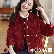 【Lockers 木櫃】秋季復古紅小香風夾克外套 L112110604 M 紅色M