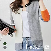 【Lockers 木櫃】秋季休閒拚色針織外套 L112110607 L 灰色L