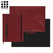 MOLESKINE 金蔥系列限量禮盒-KAWECO鋼筆+墨水+收納袋+XL型 無時效手帳紅