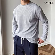 【AMIEE】簡約日系純色百搭長袖上衣(男裝/KDTQ-T551) 2XL 灰色