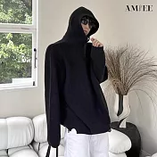 【AMIEE】設計款仿羊毛舒適連帽針織衫(男裝/KDTQ-3115) XL 黑色
