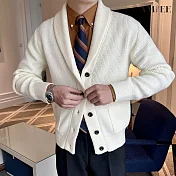 【AMIEE】英倫風大翻領質感針織外套(男裝/KDCQ-3452) XL 杏色