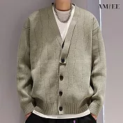 【AMIEE】復古款質感型男百搭針織外套(男裝/KDCQ-3459) XL 綠色