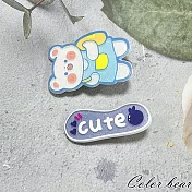 【卡樂熊】可愛動物閃亮2入造型髮夾(六款)- 藍色小熊