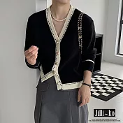 【Jilli~ko】小香風針織衫女法式V領溫柔風寬鬆顯瘦毛衣 J11266  FREE 黑色
