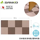 【日本SANKO】日本製防滑地墊/寵物地墊8入組- 棕色雙色