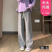 【Jilli~ko】羊絨感奶昔褲女針織軟糯垂感直筒休閒褲 J11306  FREE 灰色